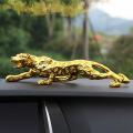 Car Ornaments Leopard Figurine Interior Dashboard Decoration 20cm - Golden. 