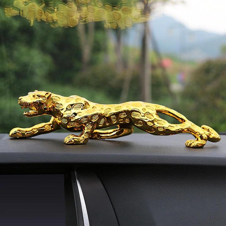 Car Ornaments Leopard Figurine Interior Dashboard Decoration 20cm - Golden
