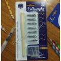 Calligraphy Dip Pen Set Nibs, DIY Kit Pen for Hand Lettering with Nib (1 Laquered Wooden Handle and 7 Nibs). 