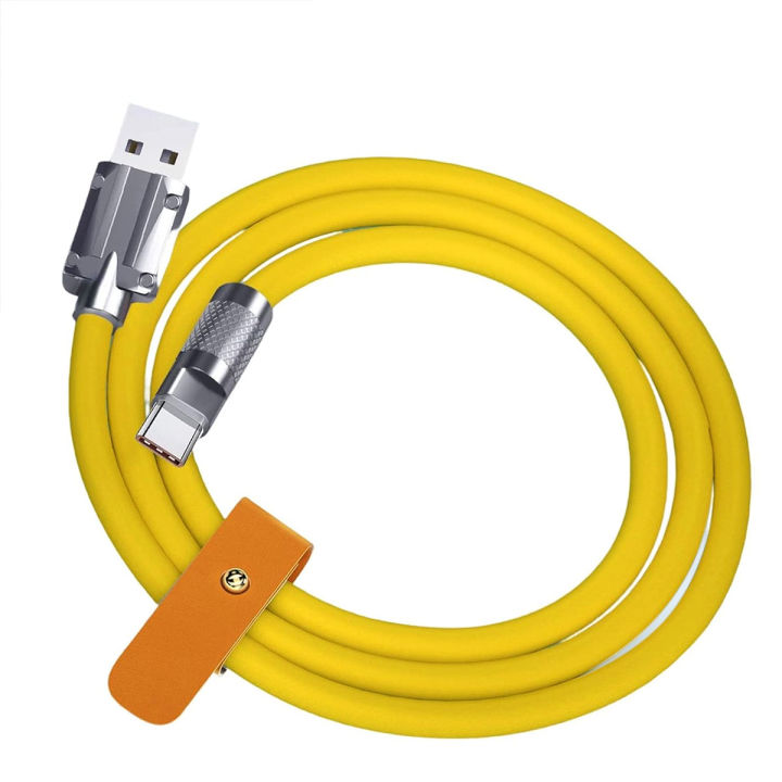 120W Silicone USB Charging Cable Type C & Micro Fast Charger 6A with LED Light 1M