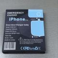 Emergency One Time Use Power Bank Disposable Mobile Phone Charger for Android/IPhone plug 2 in 1. 