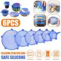 6pcs Universal Food Silicone Cover Silicone Stretch Lids for Bowl, Cup, Pot, Pan, Dish, Food Covers, Flexible Silicone Lids Food Wrap Apply to All Kinds of Food Storage Container.. 