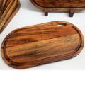 Acacia Oblong Cutting Board - Wooden 17" x 9" Face Grain Kikar Wood Chopping Board. 