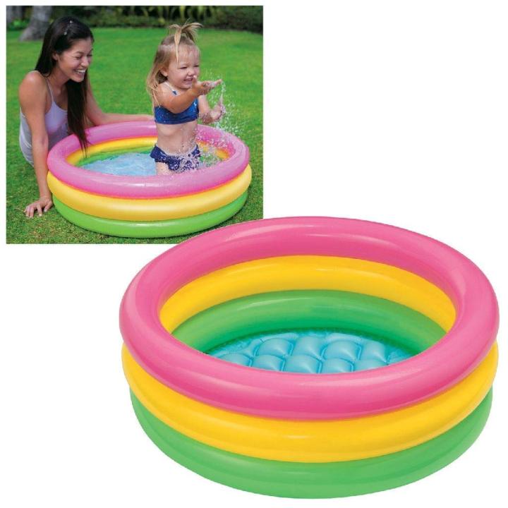Kid's Swimming Pool Intex Baby Bath Tub Sunset Glow Swimming Pool for Kids Enjoyment (2ft), Pack of 1 Inflatable Swimming Pool Round 24" x 8.7" For Indoor Outdoor Summer Pools