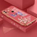 Casing Huawei y7 2019 y7 prime 2019 y7 pro 2019 Phone Case Plating Straight Edge Silicone Phone Case Beautiful Butterfly design with Tassel Lanyard. 