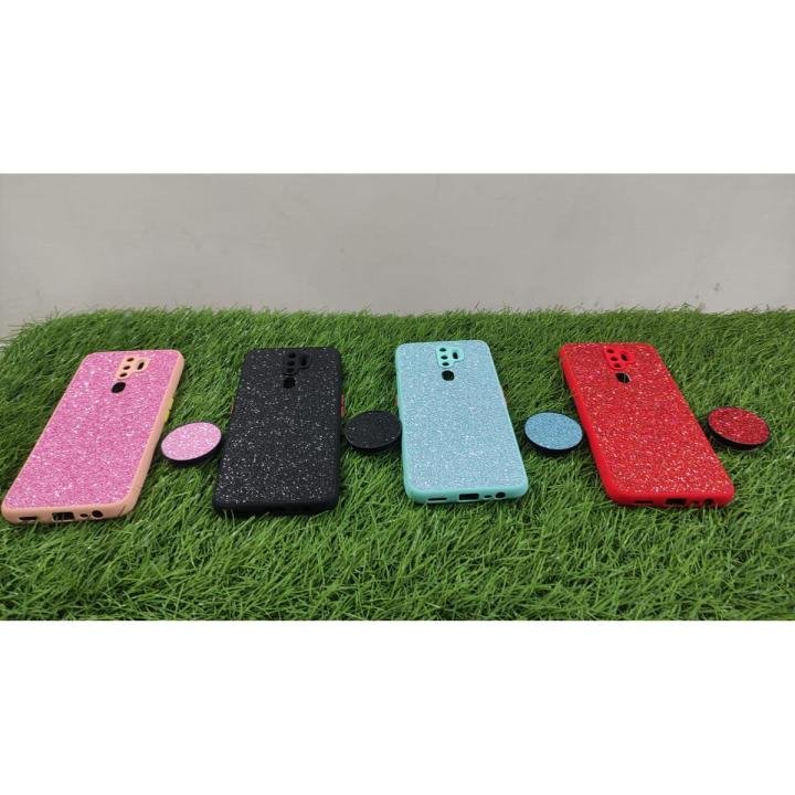 Oppo A5 2020 /Oppo A9 2020 back Cover (with pop socket)  shine Glitter Cover_Print glitter cover Oppo A5 2020 /Oppo A9 2020 back cover