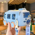 Cute Bus Shaped Water Bottle With Straw 500ml Toy Car Bottle. 