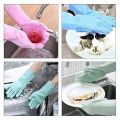 Reusable Silicone Magic Washing Gloves | Cleaning Brush Scrubber Gloves Heat Resistant Pair for Cleaning of Kitchen Dishes, Vegetables and Fruits, Bathroom, Car Wash, Pet Care and Multipurpose | SJR Collections. 