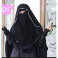 Butterfly Piped Layer Niqab, Hidden Eyes, Soft Chiffon Fabric. 