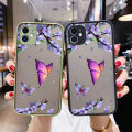 chenyyka For Infinix Note 7 Lite Case Frosted Transparent Hard Phone Case Cartoon Butterfly Side Edge Casing Full Cover Camera Silicone Softcase Pattern Shockproof Protection Cases. 