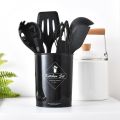 12 Pcs Silicone Cooking Utensils Kitchen Utensil Set - Heat Resistant Non-Toxic BPA Free Spatula Set with Turner Tongs,Spoon,Brush,Whisk-Wooden Handles Kitchen Gadgets Tools Set for Nonstick Cookware. 