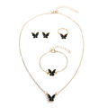 1Set Fashion Exquisite Simple Versatile Butterfly Necklace Bracelet Earrings Ring For Women Girls Wedding Party Jewelry Set Gift BYJ. 