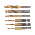 Threaded Drill Taps, Thread Tapping Tool 6Pcs HHS for Thick Steel Plate. 