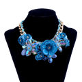 Wholesale orange flower chain necklace iron necklace for women artificial jewellery. 