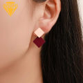 2Pairs Women Fashion Color Block Geometric Square Drop Stud Earrings Jewelry. 
