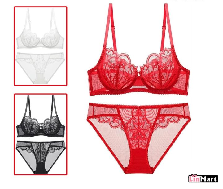 1`pcs Linmart New Lace Embraided Padded Bra And Panty Set For girl & Woman/ padded bra for girls and women