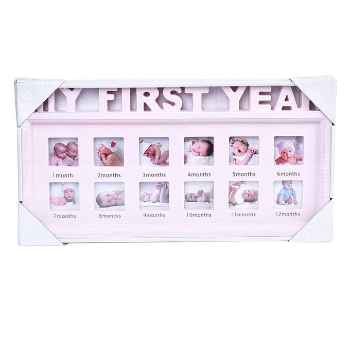 My First Year Baby Pictures Wooden Frame for 12 Month - Frame Pictures From 1 Month to 12 Month Baby Photo Frame - White