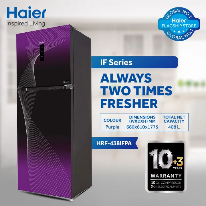 Haier%2016%20Cu%20Ft/Digital%20Inverter/HRF-438IFPA%20(Fresher%20&%20HCS%20Technology+Digital%20Control%20Panel+Turbo%20Fan+4%20Temperature%20Sensors+ABT%20Technology+Inverter%20Compressor+Glass%20Door)%20Purple%20Colour%20Refrigerator/10%20Years%20Warranty%20-%20Image%203
