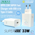 Oppo 33W SuperVOOC Fast Charger with Type C Cable USB A Adapter for Multiple Devices. 