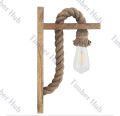 Pair of Rustic Rope Solid Grains Wood Wall Lamp. 