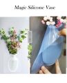 Unique Flower Pot Silicone Vase Magic Rubber Silicone Sticky Flower wall hanging Vase Container Floret Bottle Silicone Self Adhesive wall Mounted Flower Vase NOTE random color will be delivered. 
