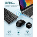 Wireless Keyboard And Mouse, WisFox USB Computer Keyboard With Silent Keys, Long Battery Life, 2.4GHz Full-Size Lag-Free Cordless Combo For PC Laptops Windows Mac Chrome OS (Black). 