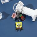 Iruriuiyt Spongebob Squarepants Metal Keychain Necklace Set Gary the Snail Pineapple House Enamel Pendant Key Chain Car Keyholder for Men. 