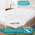 Mattress Toppers 4 Inch Thick White, Double Bed Soft, Machine Washable, Foldable and Portable, Noiseless Composition with Four Sided Anchor Corner Straps Size. 