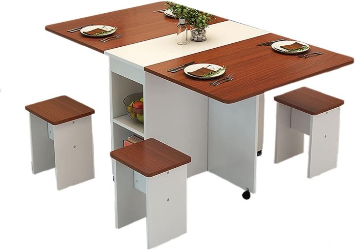 Folding%20Dining%20Table,%20Rectangular%20Simple%20Dining%20Table,%20Removable%20and%20Retractable,%20for%20Kitchen%20Multifunctional%20Table%20with%204%20chair%20-%20Image%203