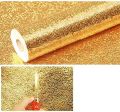 Aluminum Roll Self Adhesive Wall Paper Roll Peel and Stick for Shelf Drawer Liner Kitchen Backsplash Peel and Stick Wallpaper Golden Aluminum (200x60Cm). 