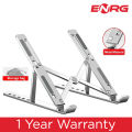 Energy - ENRG Portable Aluminum Foldable Laptop Metal Stand Hinge Adjustable Height Folding Holder Solid With Anti Slip Rubber Grips Silver. 