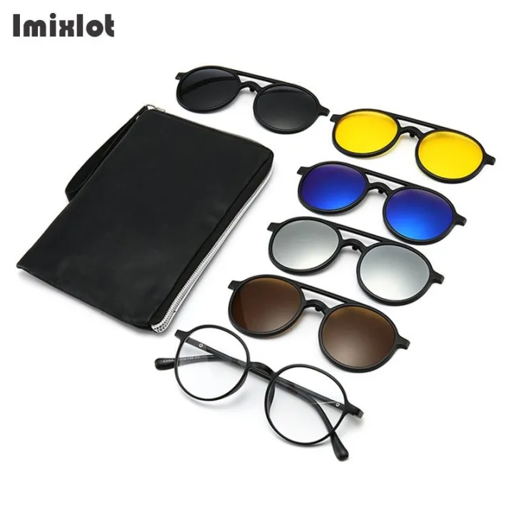 6pcs/set%20Vintage%20Round%20Polarized%20Clip%20On%20Sunglasses%20Men%20Women%20Magnetic%20Clips%20Eyewear%20Eyeglass%20Optical%20Frame%20Night%20Vision%20Glasses%20-%20Image%203
