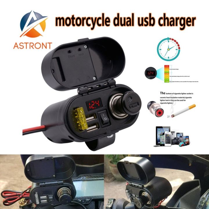 Universal Bikes 5V-2.1A Motorcycle Mobile Phone USB Charger Port Power Adapter Socket Hot (Black)