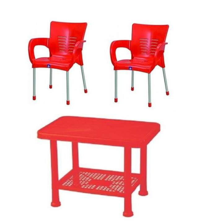 Baby Table 2 Chairs Plastic Set Red Daraz.pk