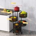 Kitchen Storage Rack-Rotating Vegetable Rack Floor-Standing Multi-Layer Kitchen Storage Rack, Household Storage Shelf for Kitchen Living Room Toilet. 