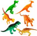 Dinosaur toy pack 6 PCs set hard Unbreakable Rubber Material extra efficient quality flourecent Colours. 
