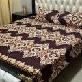 High Quality Fine Cotton Bedsheet 3 Piece Set Double Bed Printed 3D Crystal Cotton King Size Bedsheet. 