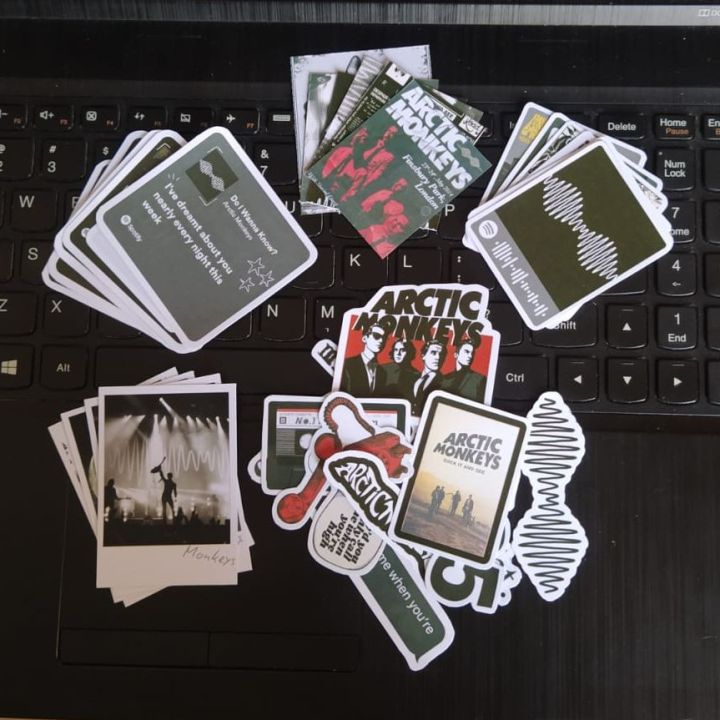 ARCTIC MONKEYS FAN KIT including Polaroids, Stickers, Spotify Lyrics and Codes ideal for journaling, aesthetic cute idea for laptops, phone cases, gifting and perfect for fans and music lovers