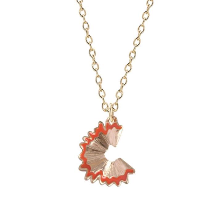 Diy New Creative Pencil Fragment Pendant Lady Necklace Black Red Pencil Shavings Alloy Pendant Girl Jewelry