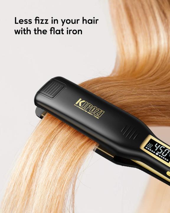 KIPOZI%20Professional%20Titanium%20Flat%20Iron%20Anti-Static%20Hair%20Straightener%20with%20Digital%20LCD%20Display,%20Dual%20Voltage,%20Instant%20Heating,%201.75%20Inch%20Wide%20%20Plates%20%20Black.%20UK%20Plug%20-%20Image%205