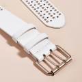 Fashion Men Rivet Belt Adjustable PU Leather Casual Punk Cool Boy Girl white. 