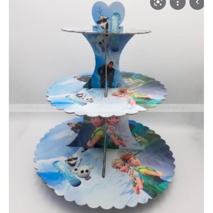 FROZEN THEME CUPCAKE STAND 3 TIER SECTIONS FOR DESERTS COOKIES AND SNACKS BIRTHDAY PARTY DECOR CELEBRATIONS
