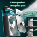 Mini Air Cooler Fan and Humidifier | Rechargeable Mini air cooler fan| Portable USB Mist with LED Night Light| USB and rechargeable Electric Fan with Mist | Small Desktop Cooling Fan for Room, Office & Home| 1/2/3 hours timer. 