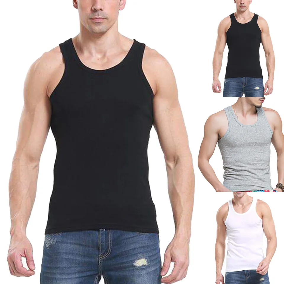 Levi Men Solid Color Sleeveless Tank Top Fitness Bodybuilding Muscle Vest Undershirt