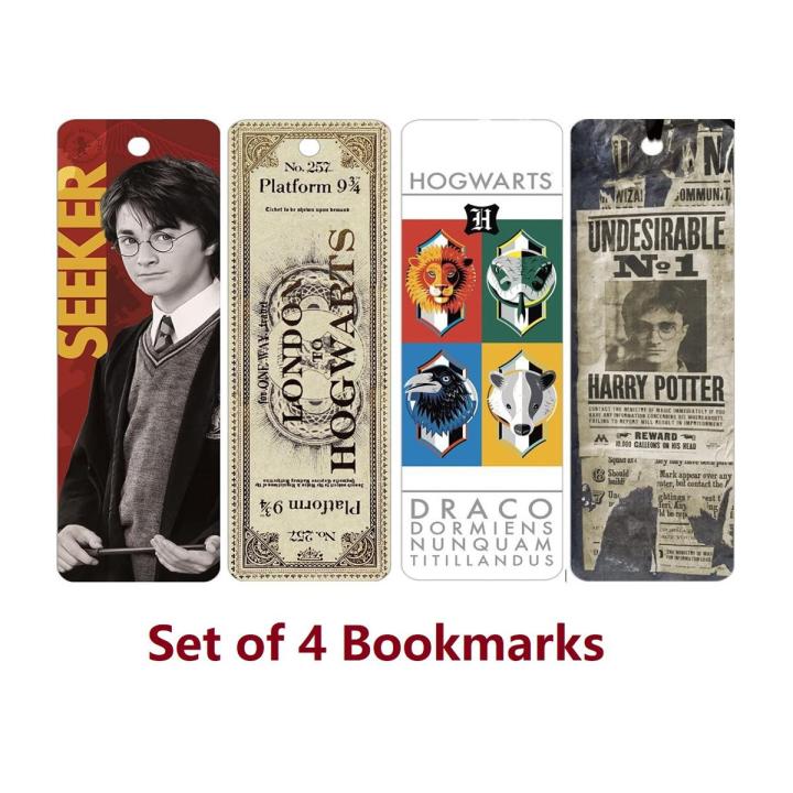4 Pcs Harry Potter Bookmarks Set of 4 Book Marks For Book Lovers - JangoMango Store