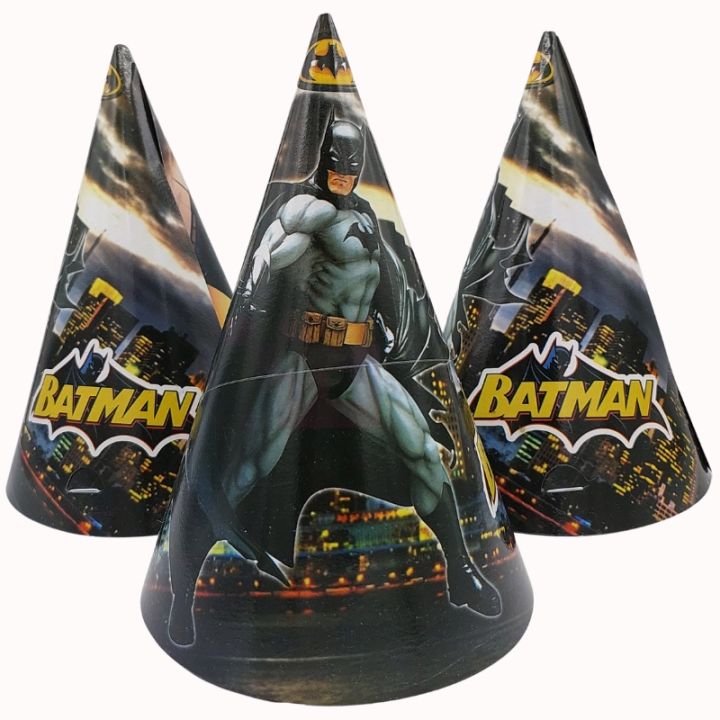 BATMAN THEME CAPS - BATMAN BIRTHDAY PARTY CAPS - PACK OF 10 BATMAN PARTY CAPS