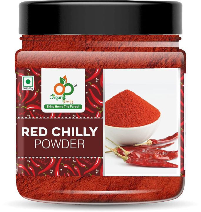 Organic Purify Red Chilli Powder - All Natural Jar Pack 200g , Flavorful Chili Powder for Tandoori Dishes and Curries – Lal Mirchi Powder – Jar Pack 200g