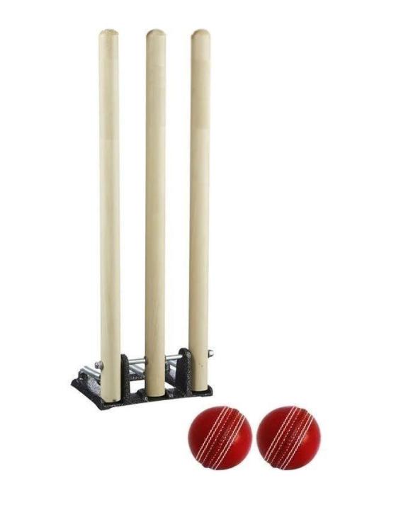Wooden Cricket Spring Wickets with Balls - Cream