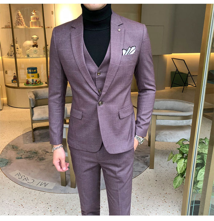 3%20Pcs%20Men's%20Plaid%20Suit%20Sets%20High-end%20Mens%20Business%20Wedding%20Party%20Dress%20Man%20Jacket%20with%20Vest%20and%20Pants%20-%20Image%205