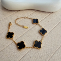 : Elegant Stainless Steel bracelet, Black Clover double side Stylish Bracelet, four leaf bracelet for Women and Girls  Fashionable Stainless Steel Jewellery Collection , Gold plated bracelet. 